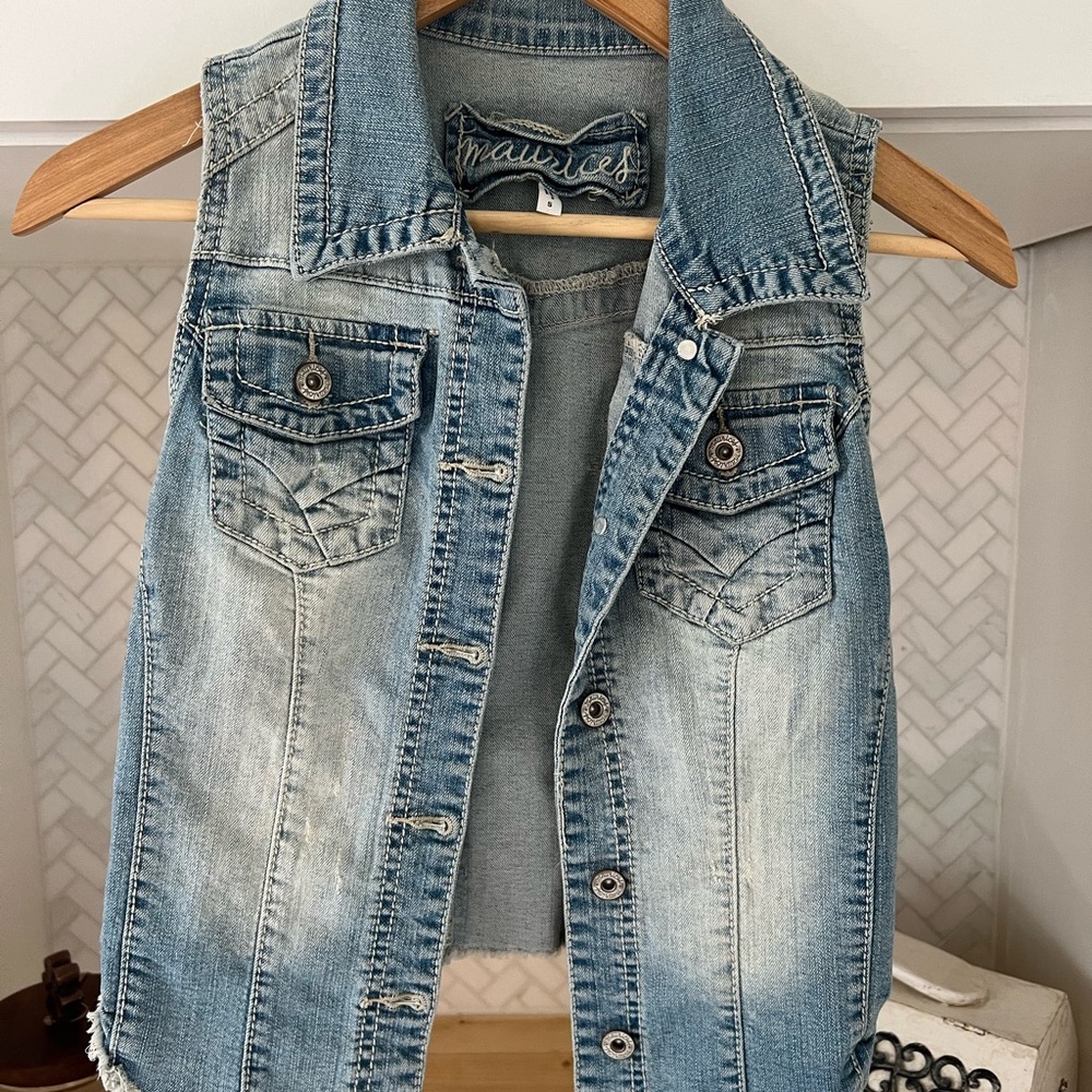 Maurices Blue Denim Vest